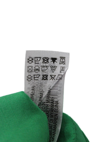 Zara Women Green Collared Long Sleeve Button-Up Top Size XS