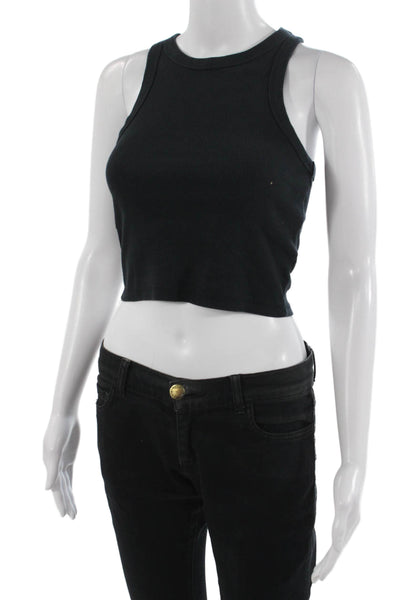 Maeve Anthropologie Women Cropped Black Tank Crew Neck Sleeveless Size XS