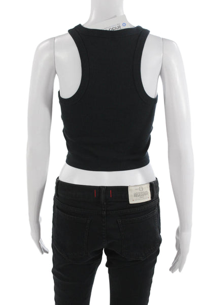 Maeve Anthropologie Women Cropped Black Tank Crew Neck Sleeveless Size XS