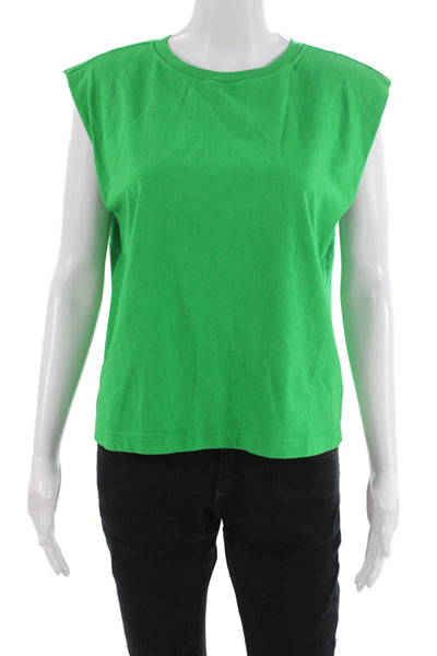 Velvet Women Basic Sleeveless Cotton Crew Neck T-Shirt Green Size XS