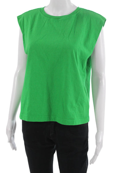 Velvet Women Basic Sleeveless Cotton Crew Neck T-Shirt Green Size XS
