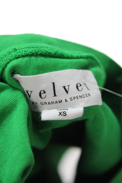 Velvet Women Basic Sleeveless Cotton Crew Neck T-Shirt Green Size XS