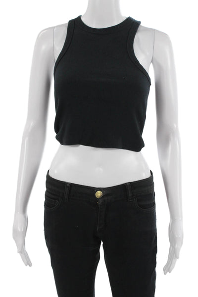 Maeve Anthropologie Womens Cropped Black Tank Sleeveless Crew Neck Size XS