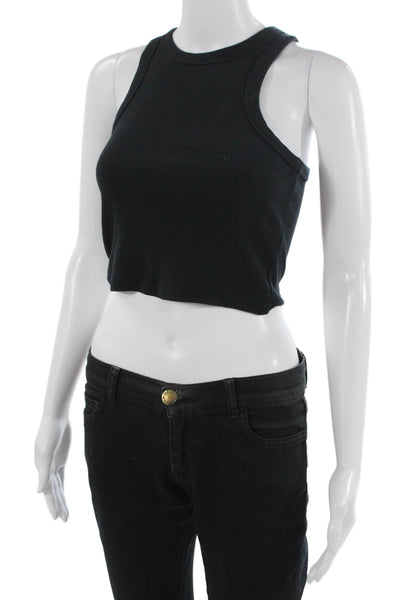 Maeve Anthropologie Womens Cropped Black Tank Sleeveless Crew Neck Size XS
