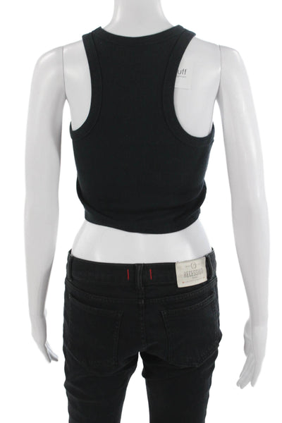 Maeve Anthropologie Womens Cropped Black Tank Sleeveless Crew Neck Size XS