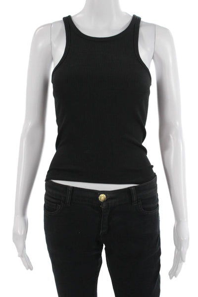 J Crew Womens Basic Sleeveless Tank Black Round Neck Cotton Modal Size 2XS