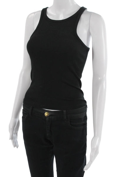 J Crew Womens Basic Sleeveless Tank Black Round Neck Cotton Modal Size 2XS