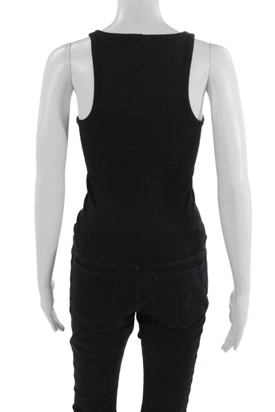 J Crew Womens Basic Sleeveless Tank Black Round Neck Cotton Modal Size 2XS