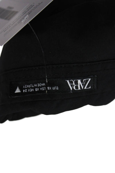 Zara Womens Cropped Black V Neck Short Sleeve Blouse Size XS