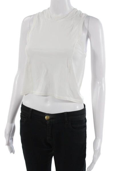 Lululemon Women Cropped White Tank Crew Neck Sleeveless Size S