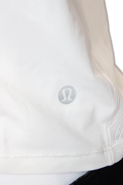 Lululemon Women Cropped White Tank Crew Neck Sleeveless Size S