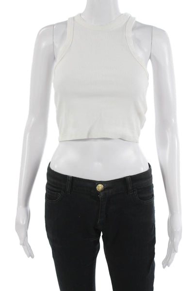 Maeve Anthropologie Womens Cropped Tank Sleeveless White Crew Neck Size XS