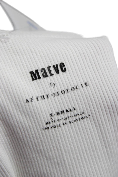 Maeve Anthropologie Womens Cropped Tank Sleeveless White Crew Neck Size XS