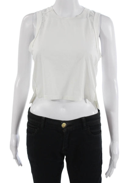 Lululemon Women Cropped Sleeveless Tank White Crew Neck Size S
