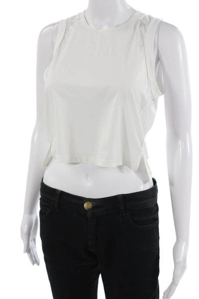 Lululemon Women Cropped Sleeveless Tank White Crew Neck Size S