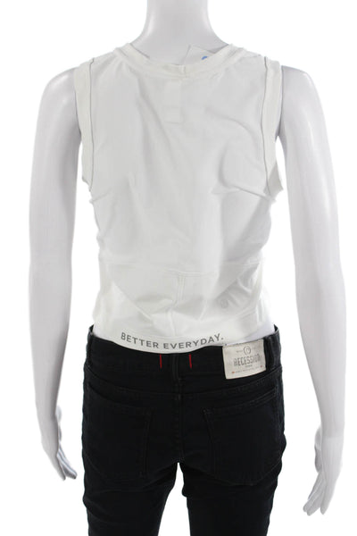 Lululemon Women Cropped Sleeveless Tank White Crew Neck Size S