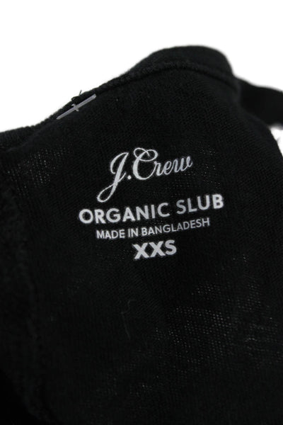 J Crew Women Black Cotton Sleeveless Round Neck Button Tank Size 2XS
