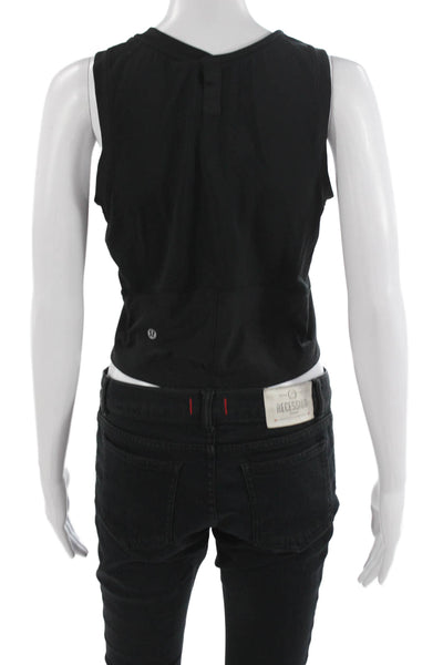 Lululemon Women Cropped Tank Black Crew Neck Sleeveless Size S