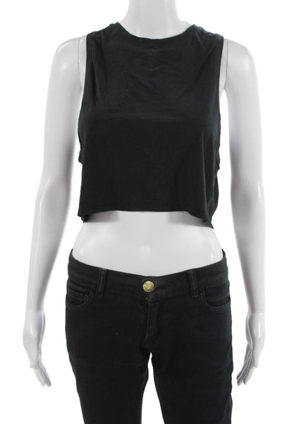 Lululemon Womens Cropped Tank Sleeveless Black Crew Neck Solid Size S