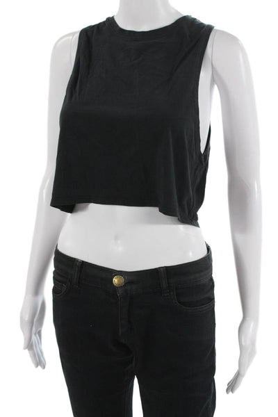 Lululemon Womens Cropped Tank Sleeveless Black Crew Neck Solid Size S