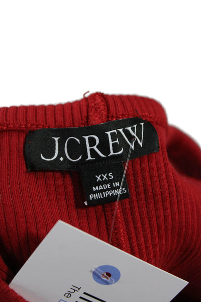 J Crew Women Basic Red Cotton Tank High Neck Sleeveless 90s Spring Size 2XS
