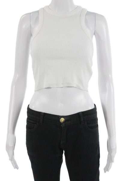 Maeve Anthropologie Womens Cropped Tank White Cotton Stretch Size XS