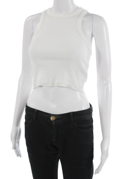 Maeve Anthropologie Womens Cropped Tank White Cotton Stretch Size XS