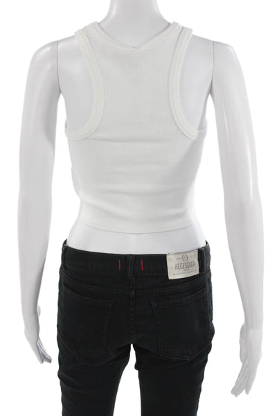 Maeve Anthropologie Womens Cropped Tank White Cotton Stretch Size XS