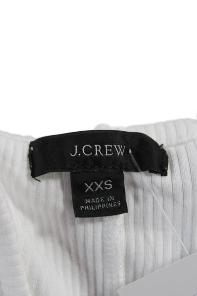 J Crew Women Basic Tank White Crew Neck Cotton Modal Stretch Size 2XS
