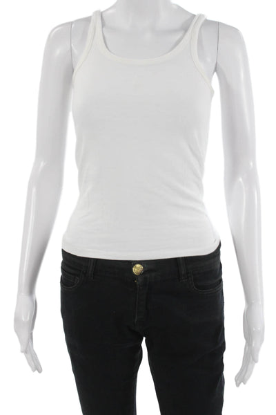 J Crew Women Basic Cotton White Sleeveless Tank Round Neck Size 2XS