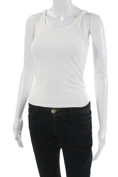 J Crew Women Basic Cotton White Sleeveless Tank Round Neck Size 2XS