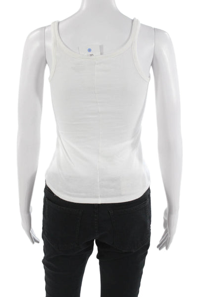 J Crew Women Basic Cotton White Sleeveless Tank Round Neck Size 2XS