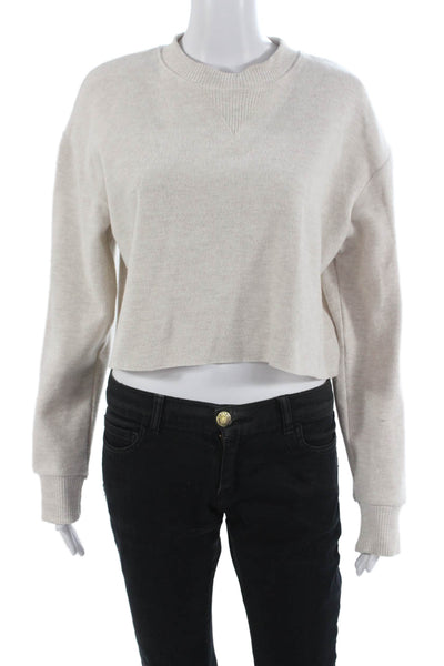 Zara Unisex Pullover Sweater Beige Crew Neck Button Long Sleeve Size M