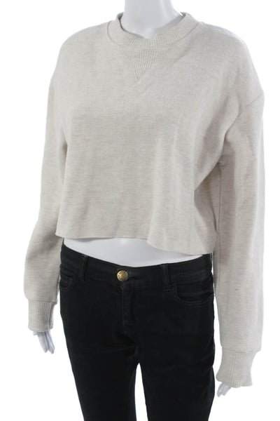 Zara Unisex Pullover Sweater Beige Crew Neck Button Long Sleeve Size M