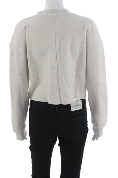Zara Unisex Pullover Sweater Beige Crew Neck Button Long Sleeve Size M