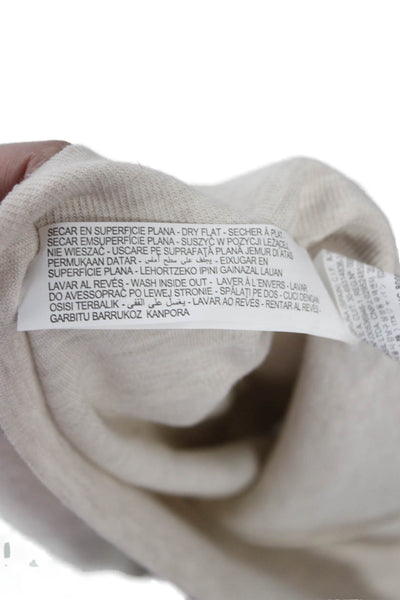 Zara Unisex Pullover Sweater Beige Crew Neck Button Long Sleeve Size M