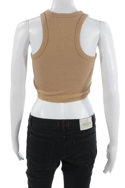 Maeve Anthropologie Womens Basic Cropped Tank Tan Crewneck Size M