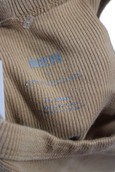 Maeve Anthropologie Womens Basic Cropped Tank Tan Crewneck Size M