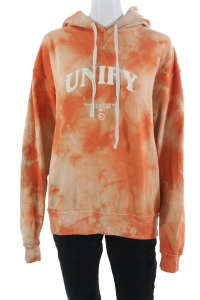Bandier Unisex Pullover Hoodie Orange Graphic Drawstring Size XS
