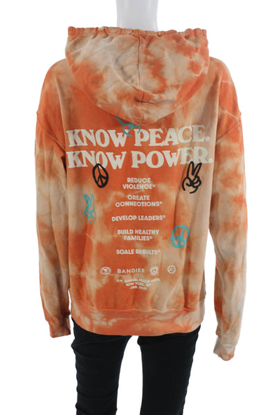 Bandier Unisex Pullover Hoodie Orange Graphic Drawstring Size XS