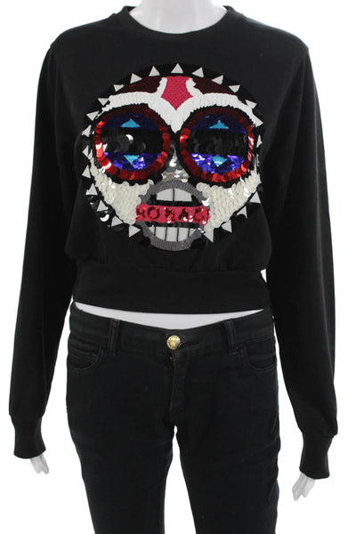 No Ka Oi Womens Pullover Sweatshirt Black Skull Cotton Size 00