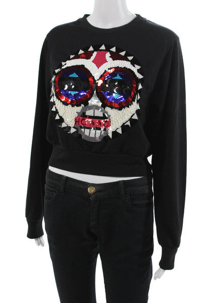 No Ka Oi Womens Pullover Sweatshirt Black Skull Cotton Size 00