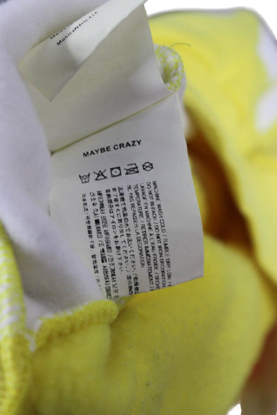 Maybe Crazy Unisex Yellow Pullover Sweatshirt Cotton Long Sleeve Size L