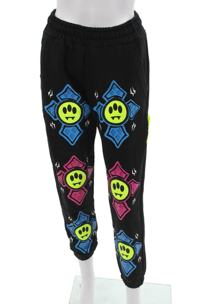 Barrow Womens Cotton Graphic Print Drawstring Jogger Sweatpants Black Size XS