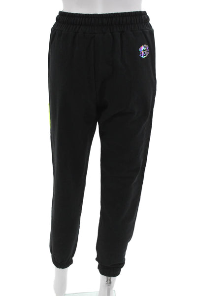 Barrow Womens Cotton Graphic Print Drawstring Jogger Sweatpants Black Size XS