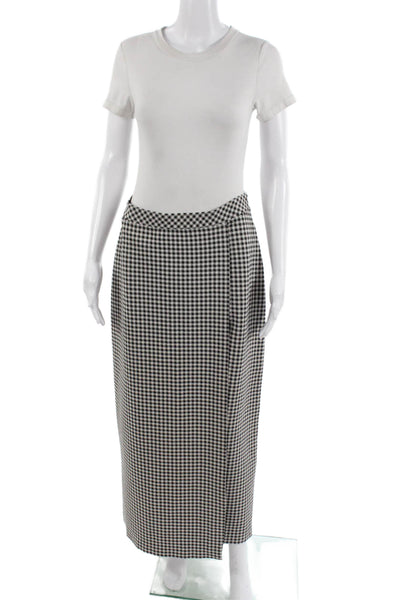 Rosetta Getty Womens Black Checked Viscose Pencil Midi Skirt Size M