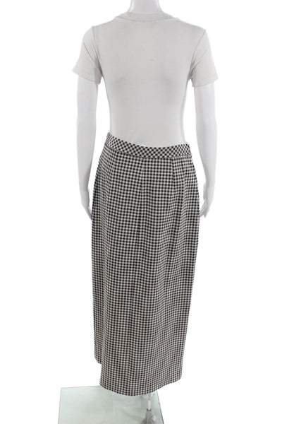 Rosetta Getty Womens Black Checked Viscose Pencil Midi Skirt Size M