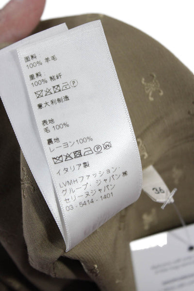 Celine Womens 100% Wool Check Pants Brown Midi Hook Eye Size 36