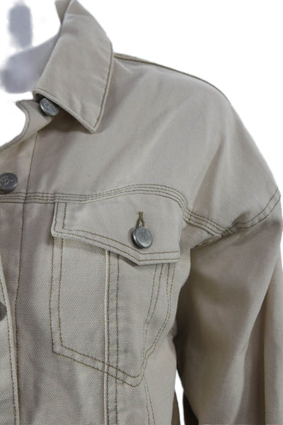 Blue Revival Women Beige Button Long Sleeve Polyester 90s Jacket Size S