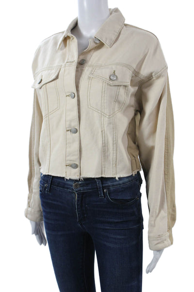Blue Revival Women Beige Button Long Sleeve Polyester 90s Jacket Size S